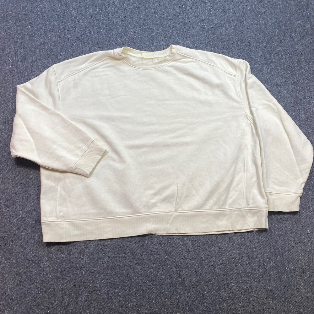 Nuuds Sweatshirt Sz S Womens Ivory Cream Oversized French Terry Crewneck Top
